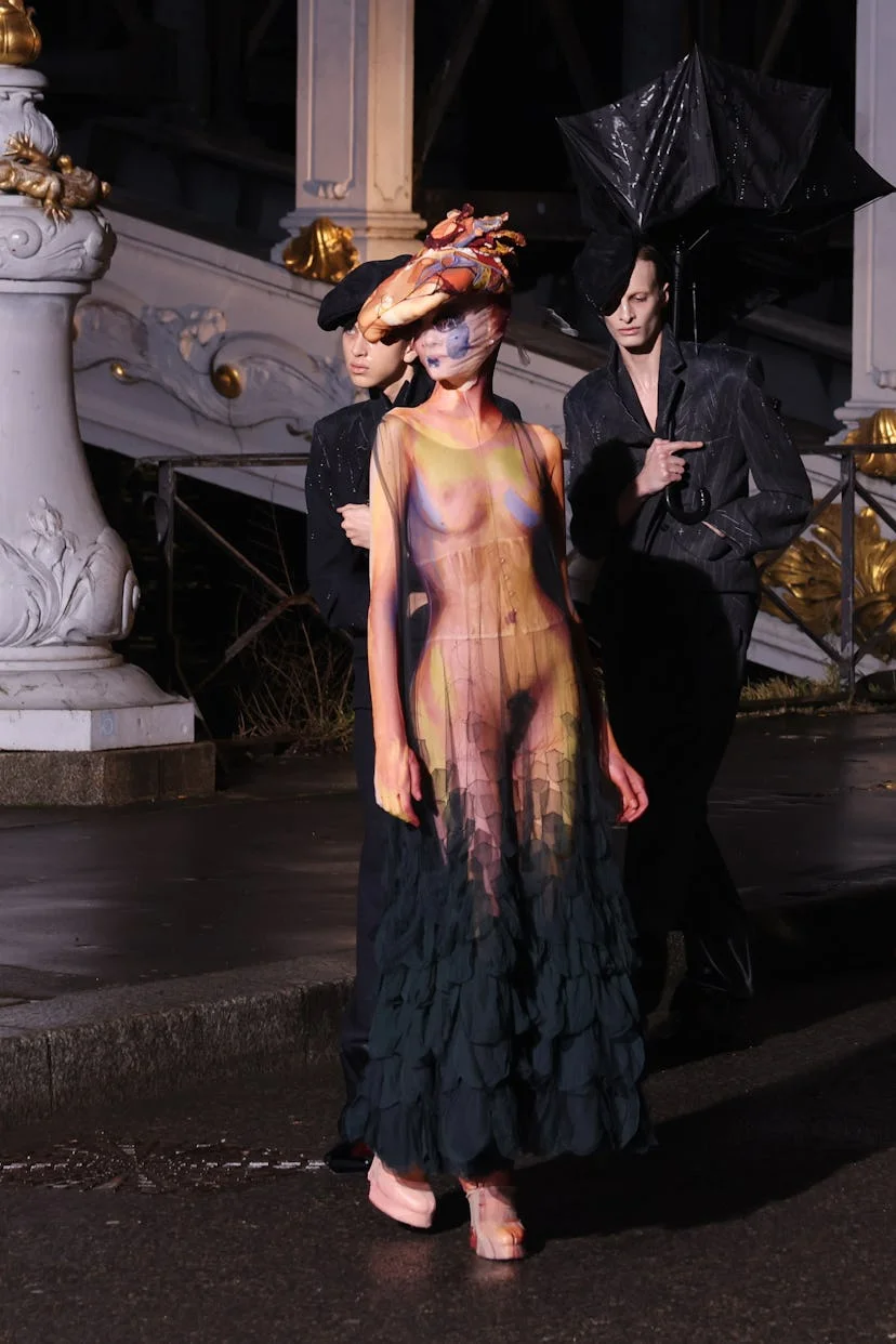 A model walks the runway during the Maison Margiela Haute Couture Spring/Summer 2024 during Paris Fa...