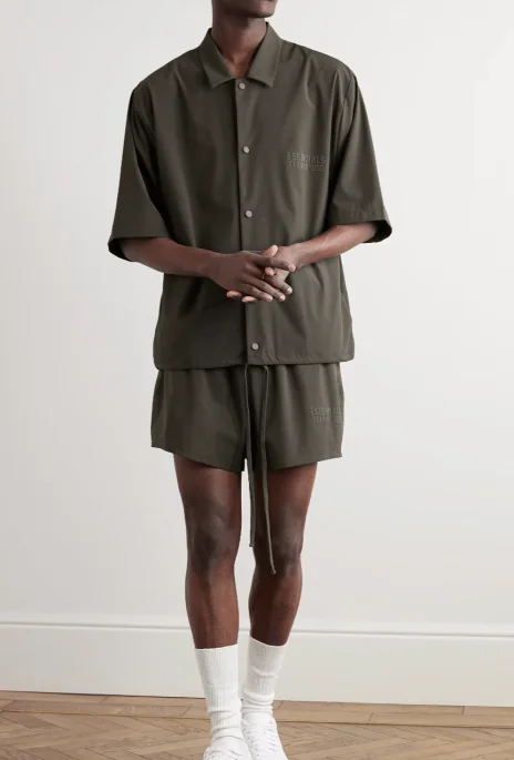 FEAR OF GOD ESSENTIALS Straight-Leg Logo-Appliquéd Stretch-Shell Drawstring Shorts