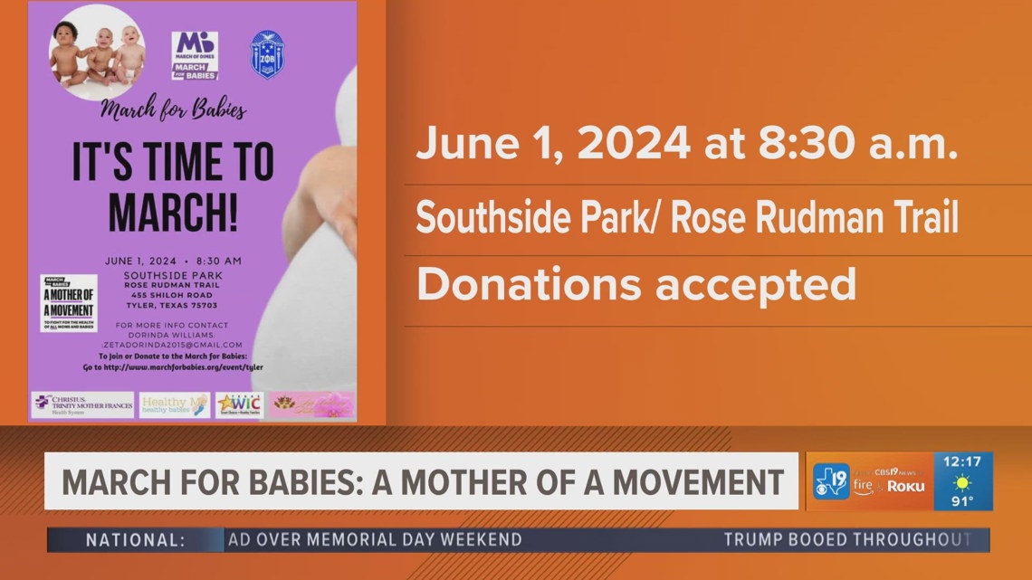 March of Dimes to hold annual walk for maternal, baby health awareness in Tyler