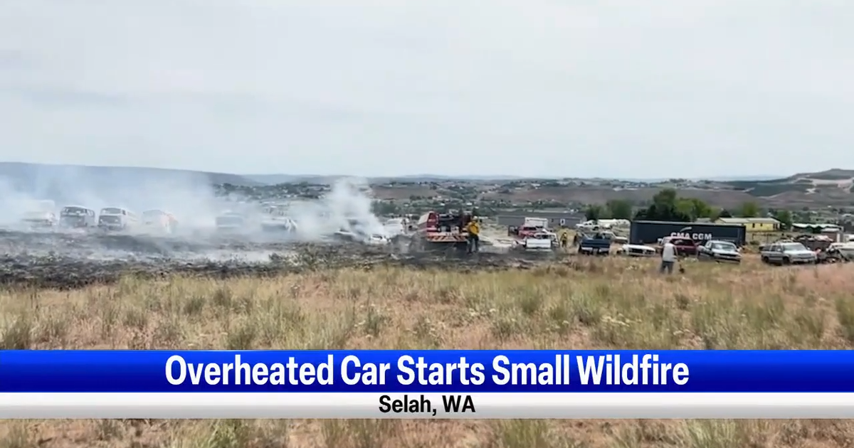 Car overheats in Selah, causes small wildfire