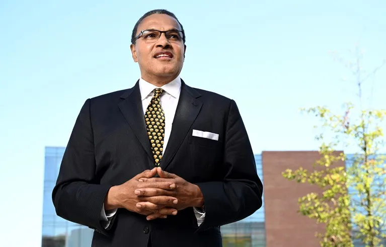 Freeman Hrabowski photographed on the campus in Baltimore, Maryland