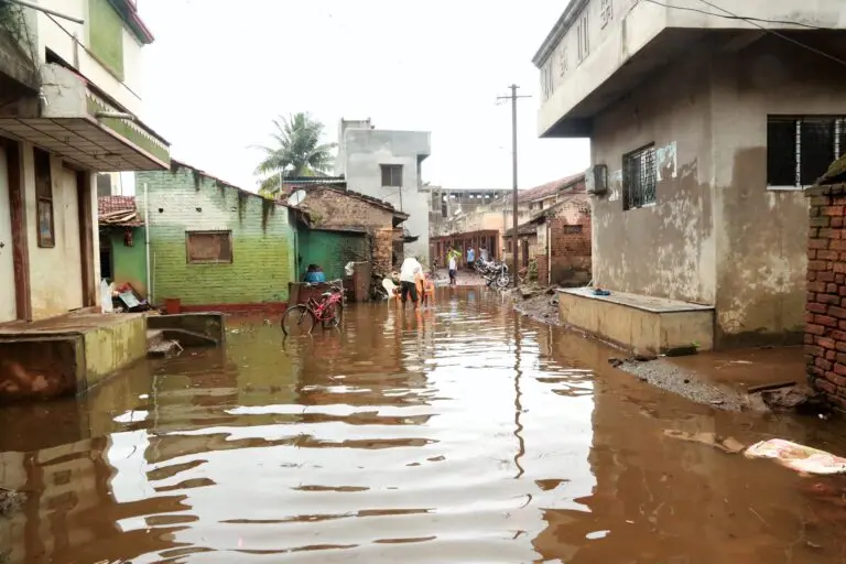 A road in Sangli district, a few days after the heavy rain in 2019. Image by Varsha Deshpande via Wikimedia Commons (CC BY-SA 4.0 Deed).