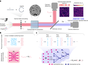 Large-scale photonic computing with nonlinear disordered media