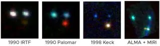 A comparison of images tkane by different telescopes showing the superior viewing power of JWST