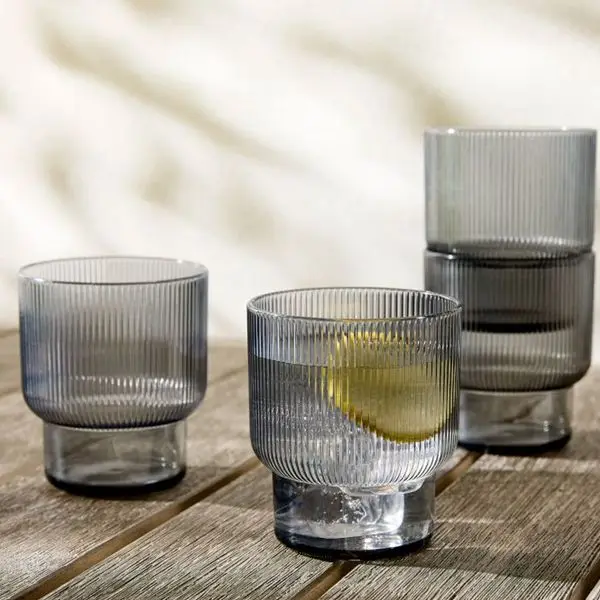 West Elm Fluted Acrylic Short Drinking Glass (Set of 4)