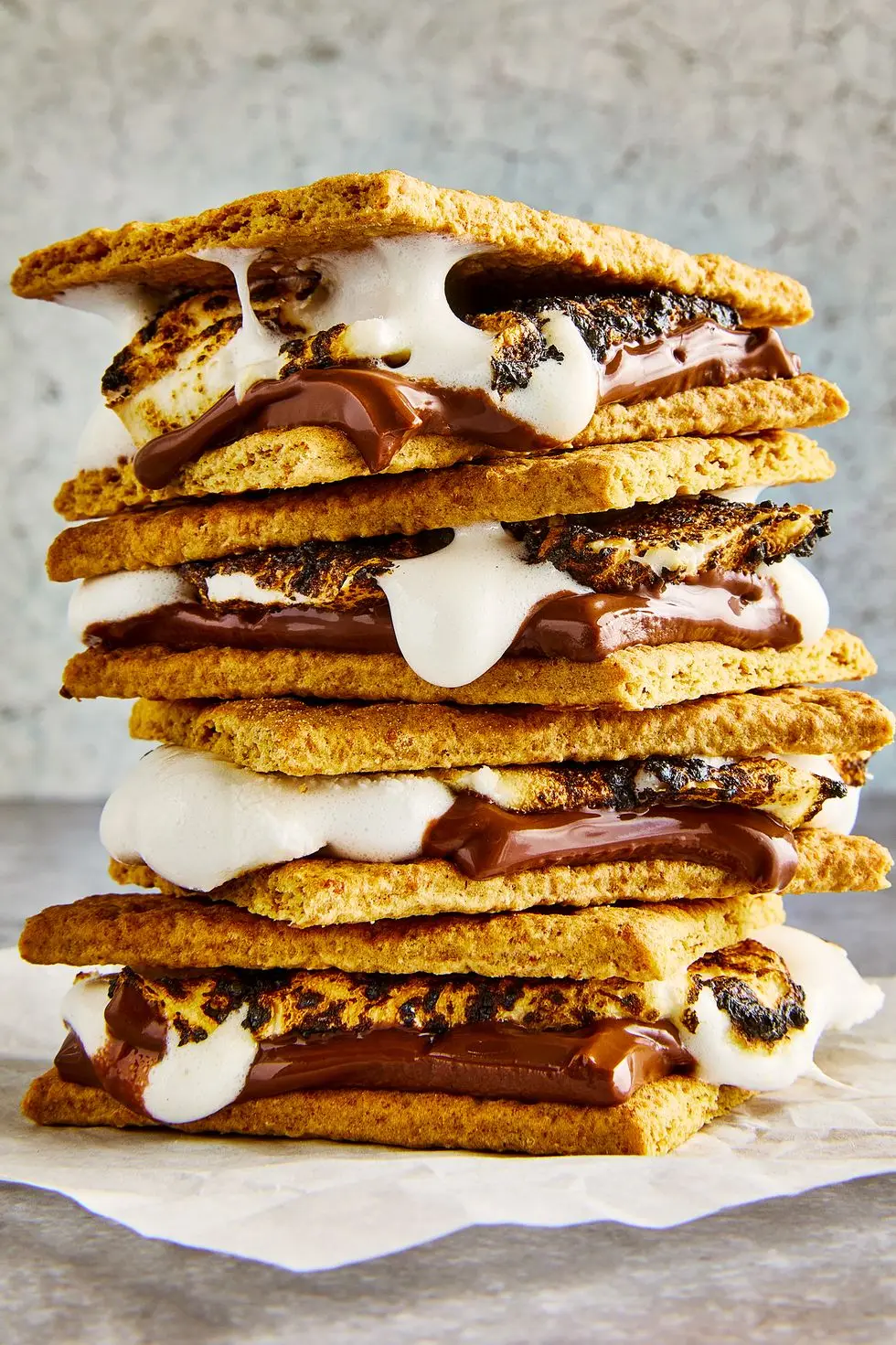 classic s'mores with graham crackers, toasty marshmallows, and melty chocolate