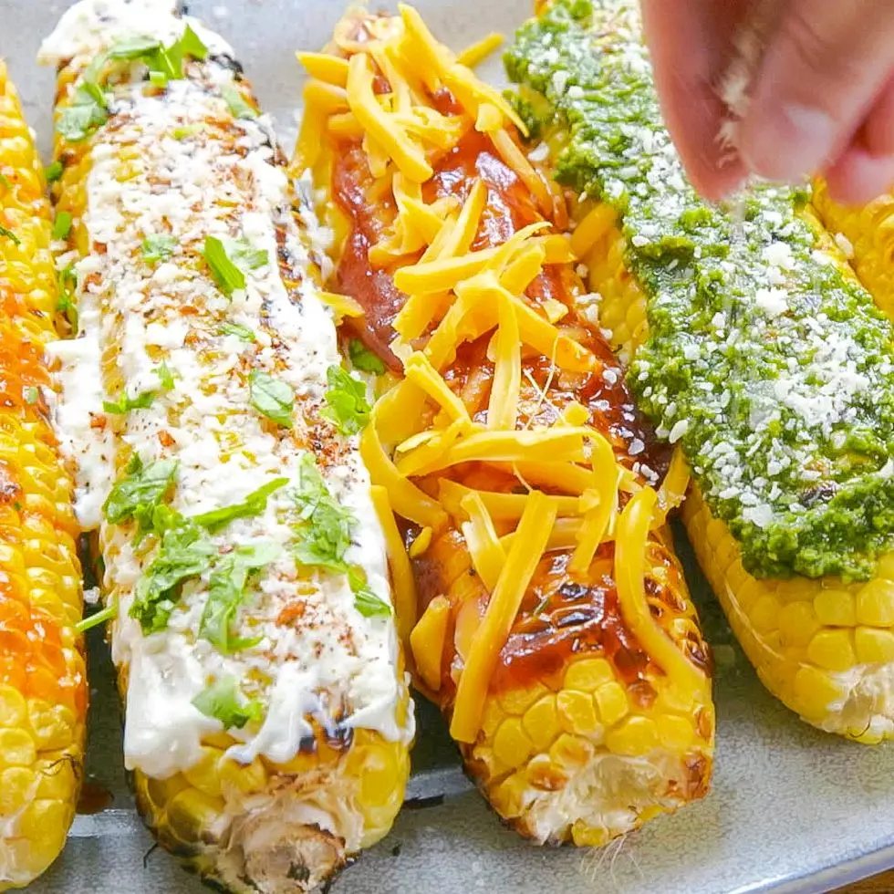 grilled corn on the cob with toppings