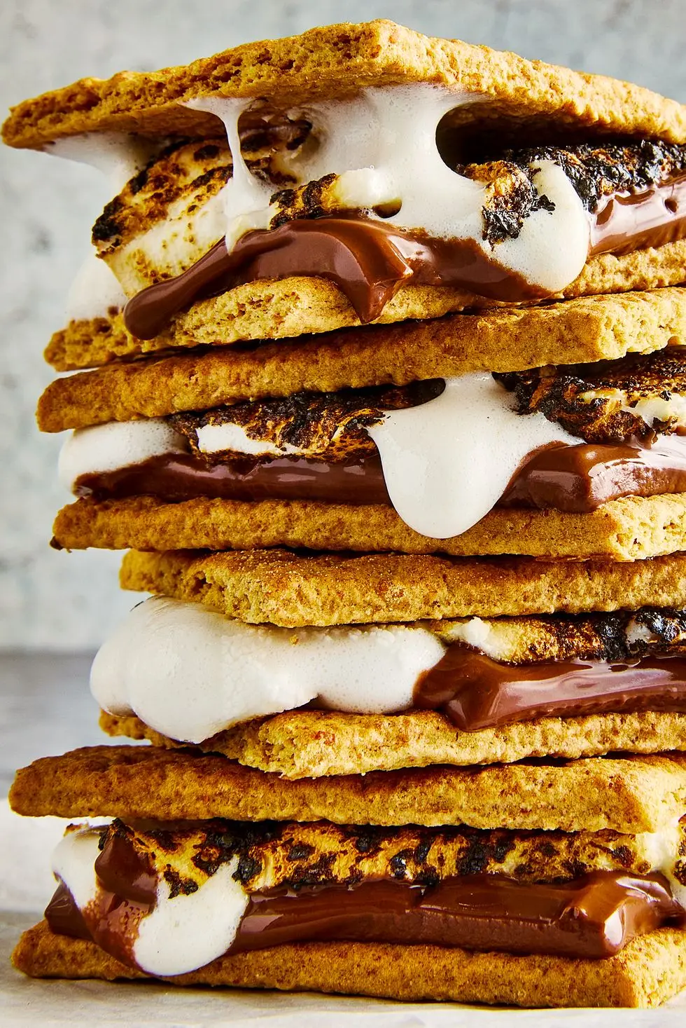 classic s'mores with graham crackers, toasty marshmallows, and melty chocolate