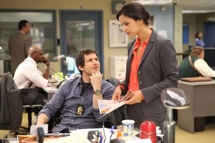 Samberg and co-star Melissa Fumero in the comedy “Brooklyn Nine-Nine.”