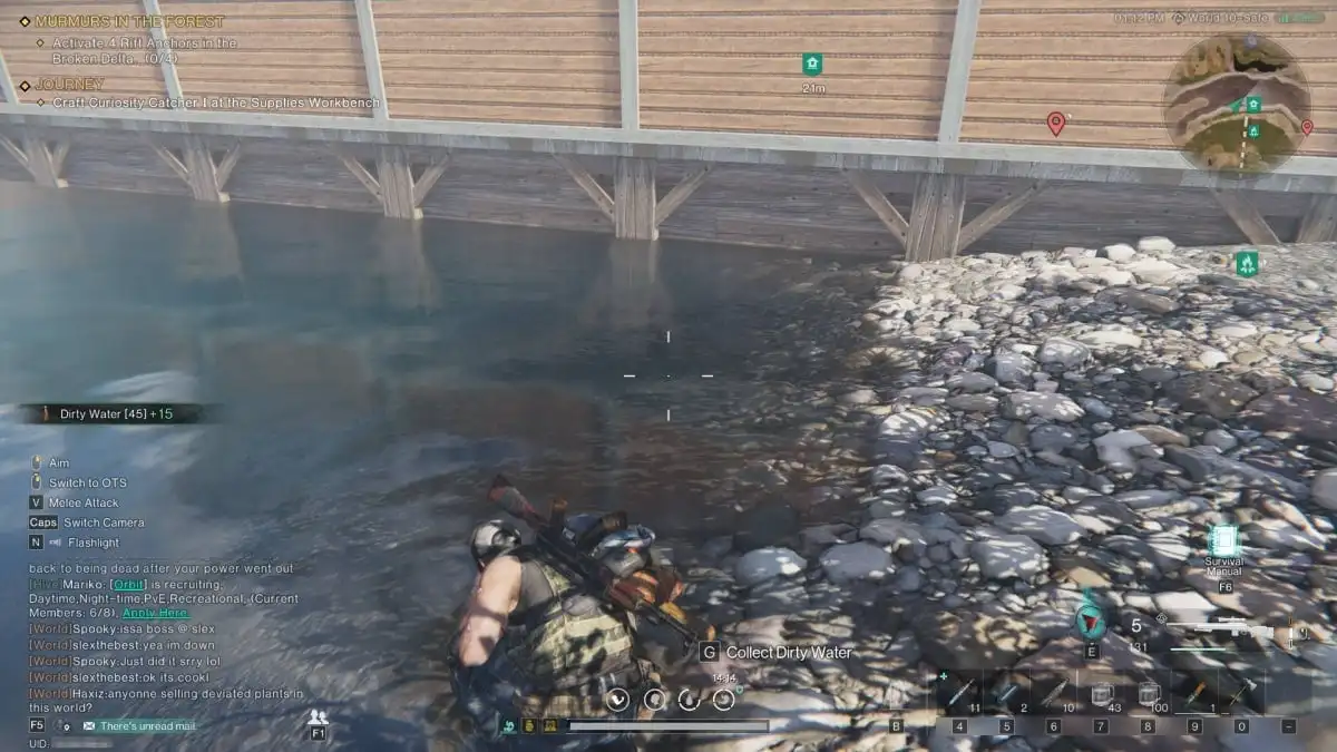 Gathering Dirty Water from a River Next to a Base in Once Human