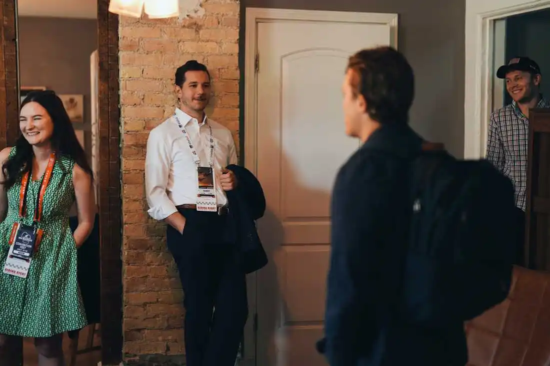 Left to right: Danielle Butcher Franz, Stephen Perkins, Benji Backer and Chris Barnard getting ready at ACC's airbnb ahead of the second day of the Republican National Convention.