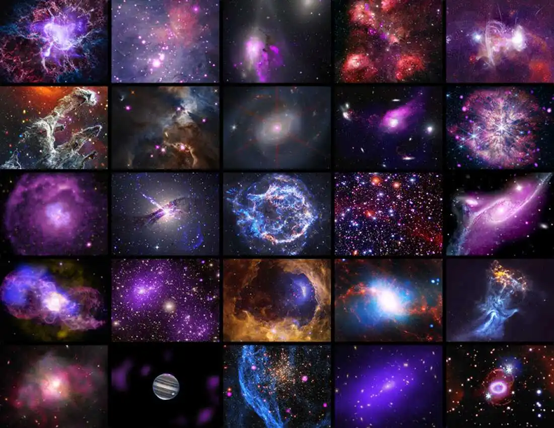 To celebrate the 25th anniversary of the launch of the Chandra X-ray Observatory, the mission released 25 views of cosmic objects ranging from supernova remnants to galaxy clusters and more.