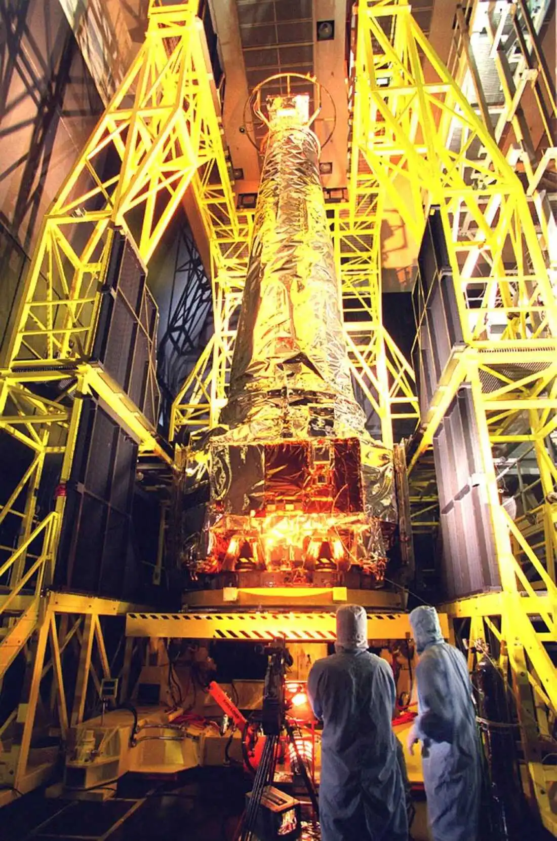 The Chandra X-ray Observatory before its 1999 launch into orbit in a NASA space shuttle.