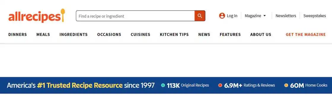 Allrecipes homepage