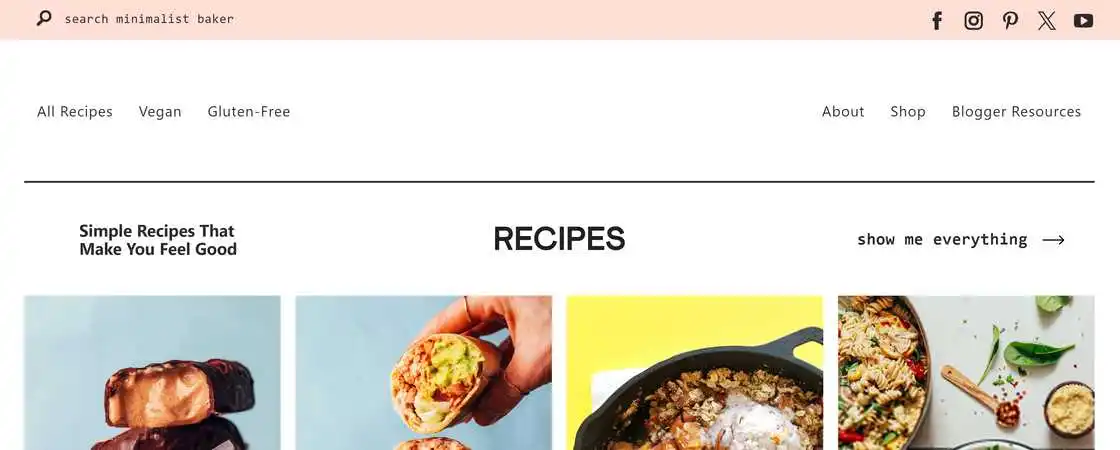 Minimalist Baker homepage Minimalist Baker homepage