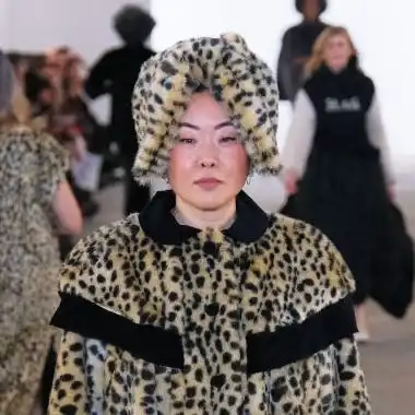 model on the runway at batsheva rtw fall 2024 as part of new york ready to wear fashion week held at the starrett lehigh building on february 13, 2024 in new york, new york photo by rodin banicawwd via getty images