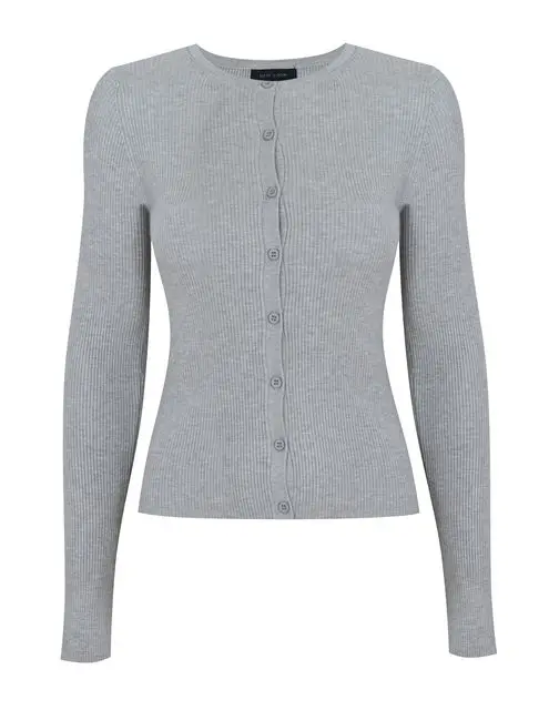 Grey Ribbed Knit Crew Neck Cardigan £19.99, New Look