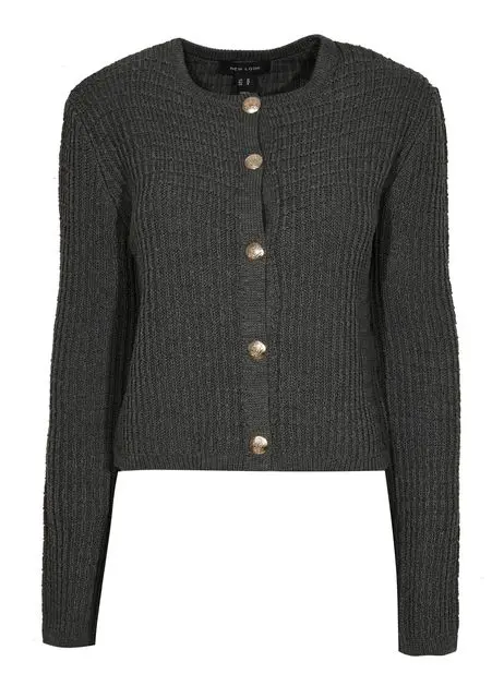 Grey Stitch Knit Button Front Cardigan, £29.99, New Look