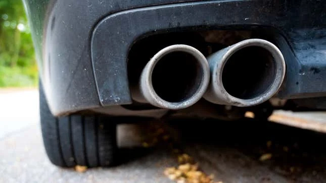 A photo of exhaust pipes on a car. 