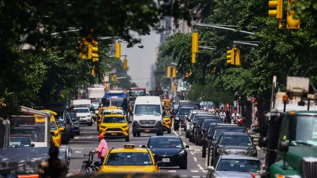 A photo of traffic in New York. 