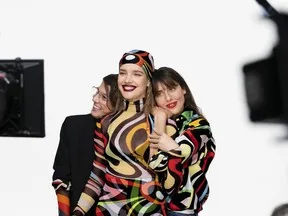 Behind the scenes photos from the Guerlain x Pucci Fall 2024 Collection campaign shoot starring supermodel Natalia Vodianova.