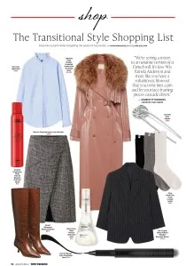 magazine layout with the best fall fashion and beauty products