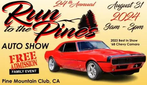 Run To The Pines Car Show flyer 2024