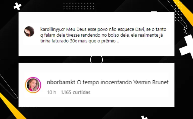 Yasmin Brunet ironiza ao ser questionada sobre Davi Brito em entrevista: “Eu acho”