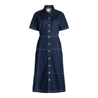 Free Assembly Button Front Cotton Midi Dress