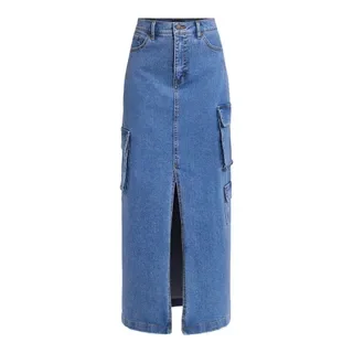 Scoop Denim Cargo Maxi Skirt