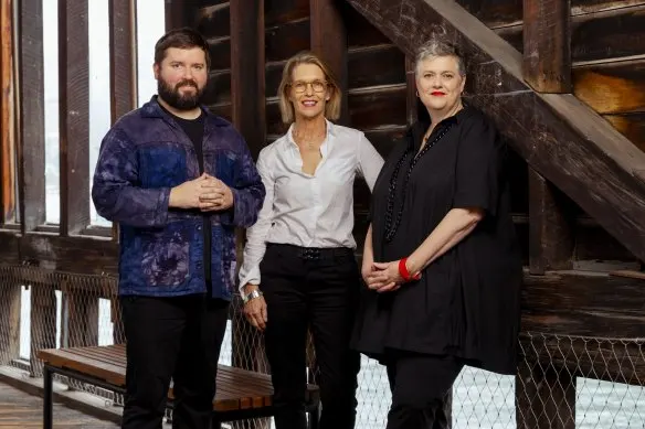 The Sydney Theatre Company leadership team: Artistic director Kip Williams, chair Ann Johnson and CEO Anne Dunn.