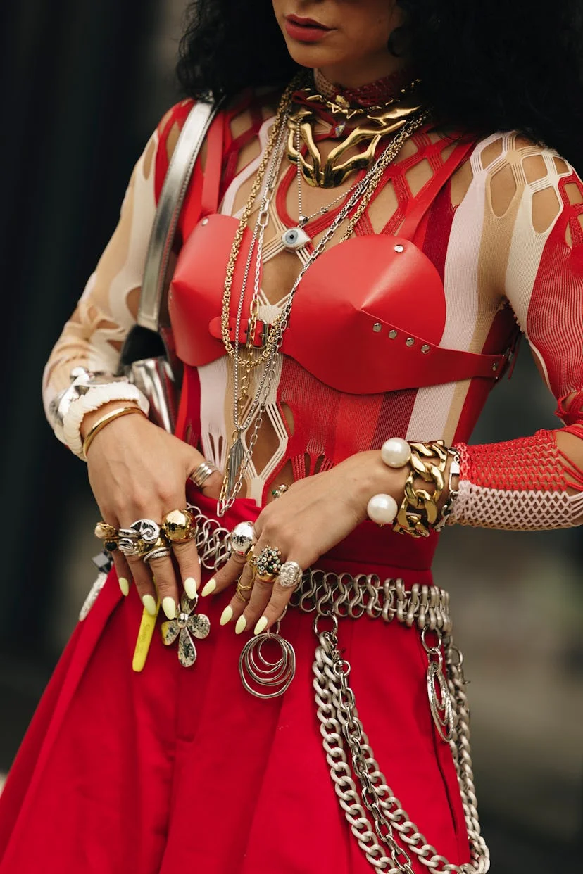 Almond nails NYFW spring/summer 2025 street style beauty