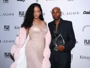 NEW YORK, NEW YORK - SEPTEMBER 06: (L-R) Rihanna and Jahleel Weaver attend The Daily Front Row's 11th Annual Fashion Media Awards at The Rainbow Room on September 06, 2024 in New York City.  (Photo by Mike Coppola/Getty Images for The Daily Front Row)