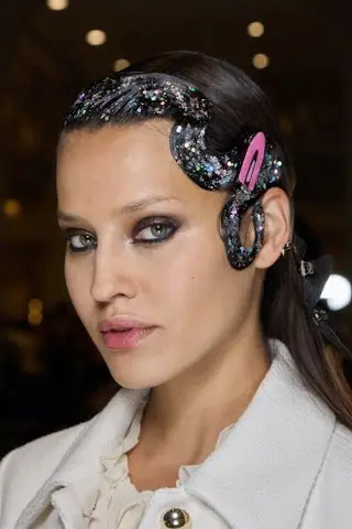 a close up of hair at siriano new york fashion week