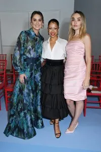 Lainey Wilson, Liza Koshy and Chloe Fineman at Carolina Herrera RTW Spring 2025 as part of New York Ready to Wear Fashion Week on September 9, 2024 in New York, New York.  (Photo by Gilbert Flores/WWD via Getty Images)