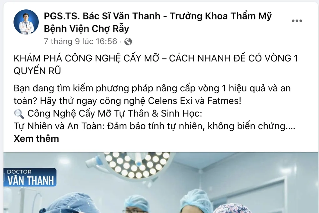 Sự thật việc PGS Văn Thanh Bệnh viện Chợ Rẫy quảng cáo nâng ngực không mổ - 1