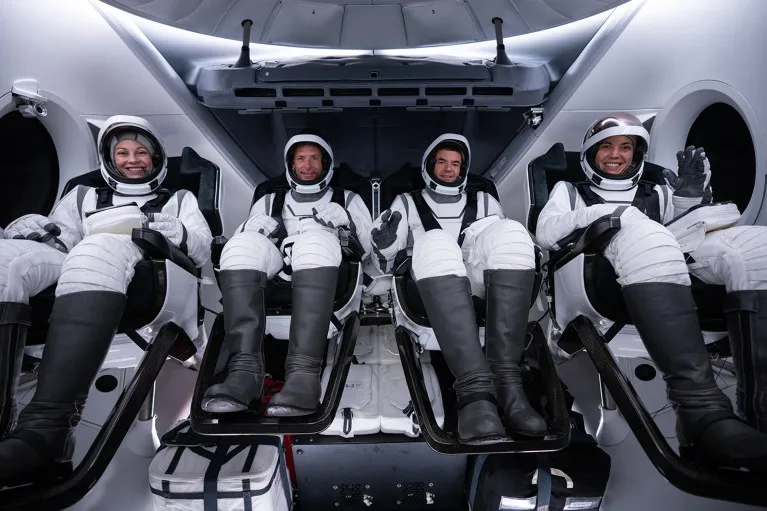 The four people of the Polaris Dawn crew at the Kennedy Space Center.