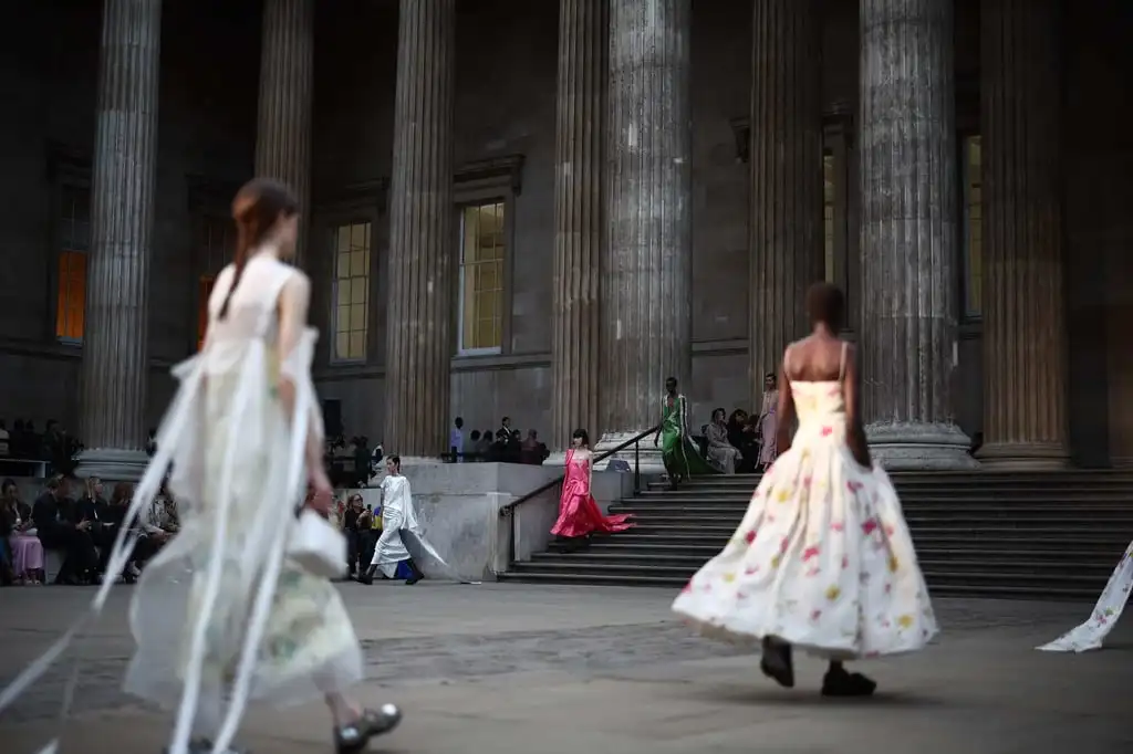 The Erdem spring/summer 2025 show was held at the British Museum in central London. Photo: AFP