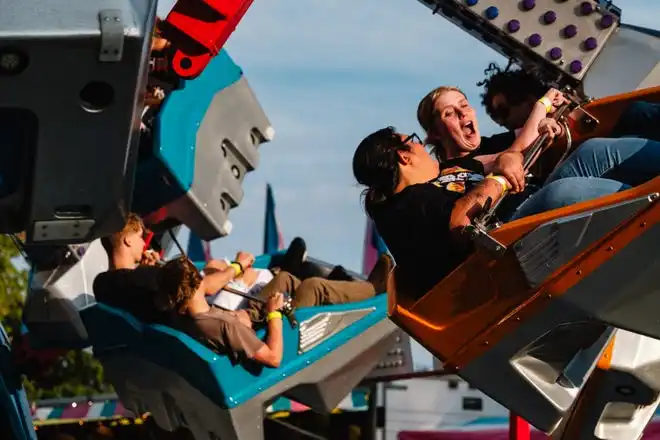 Kids take in a ride at the Tuscarawas County Fair.