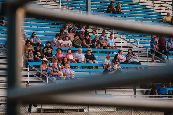 Rodeo fans start to fill the grandstand at the Tuscarawas County Fair.