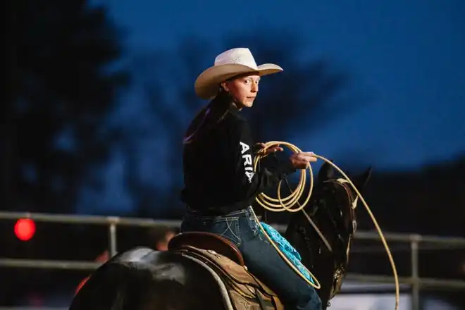 A contestant in break away roping during the rodeo at the Tuscarawas County Fair.