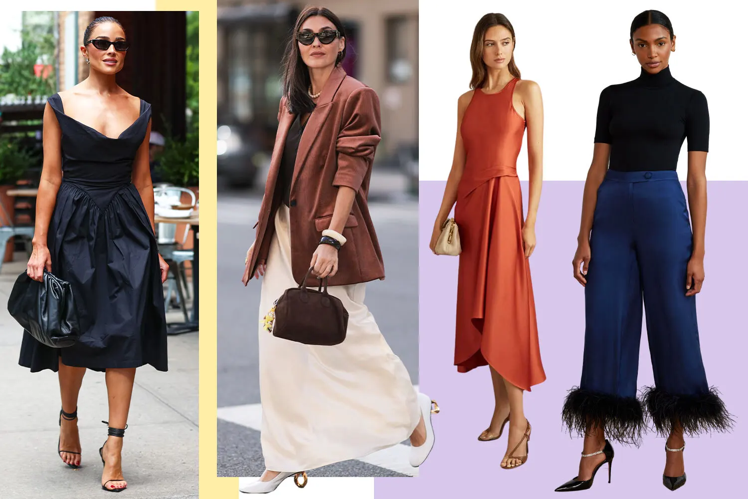 Olivia Culpo and Yana Echko at New York Fashion Week; £158, reiss.com; £60, kitristudio.com