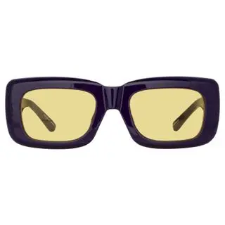 The Attico Marfa Rectangular Sunglasses in Purple and Yellow