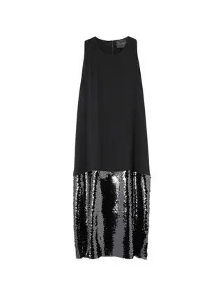 Sequin-Embellished Crepe Maxi Dress