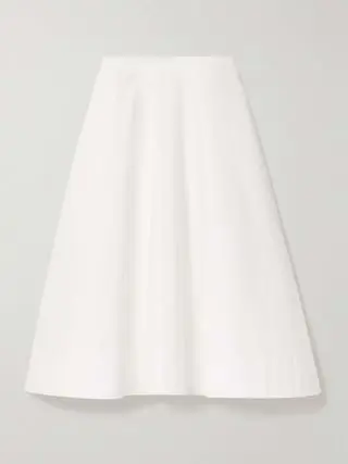 Renta Cotton-Poplin Midi Skirt