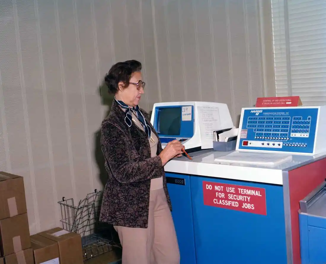 Katherine G. Johnson at Work at NASA's Langley Research Center in 1980.