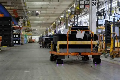 wheel.me autonomous mobile robot at Stellantis Sterling Heights plant