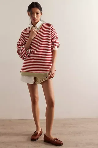 Classic Striped Oversized Crewneck