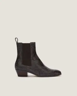 Ella Brown Python-Effect Leather Bootie