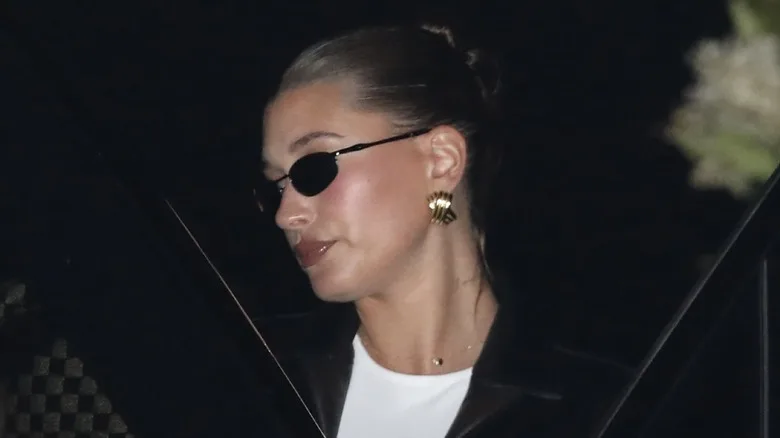 hailey bieber with flushed cheeks